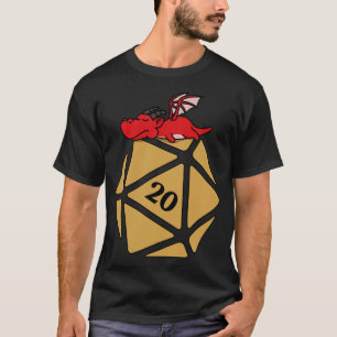 Sleeping Dragon in Polyhedral D20 Dice Tabletop RP T-Shirt
