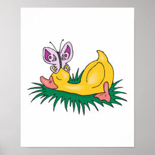 sleeping duck with butterfly poster