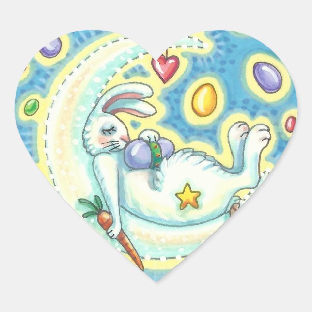 SLEEPING EASTER BUNNY STICKERS Sheet Heart (Front)