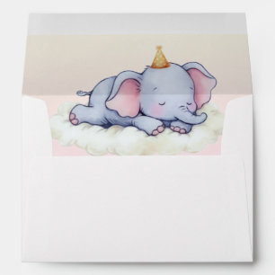 Sleeping Elephant Baby Shower Invitation Envelope