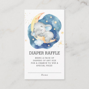 Sleeping Elephant Moon Baby Shower Diaper Raffle Enclosure Card