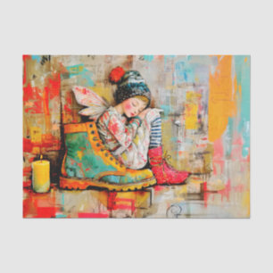 Sleeping Fairy in Whimsical Boot FH4R Decoupage Tissue Paper