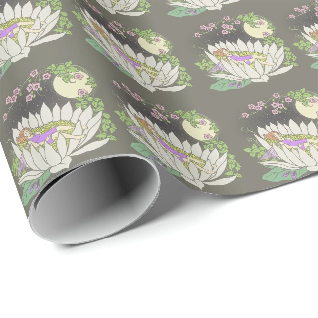 Sleeping Flower Fairy Moonlight Stars Wrapping Paper (Roll Corner)