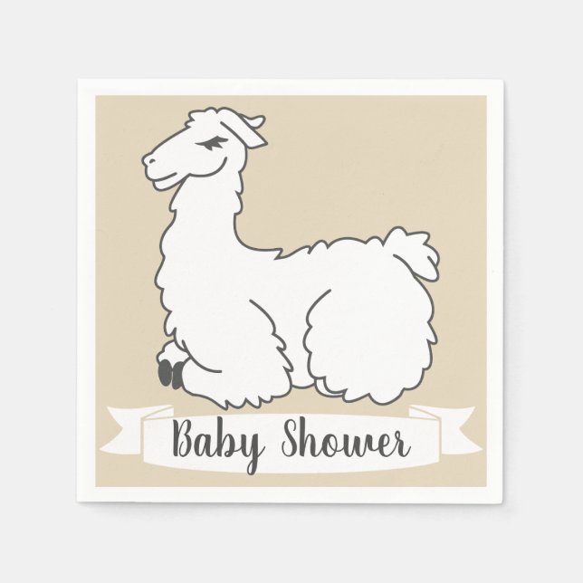 Sleeping Fluffy Llama Baby Shower Napkin (Front)