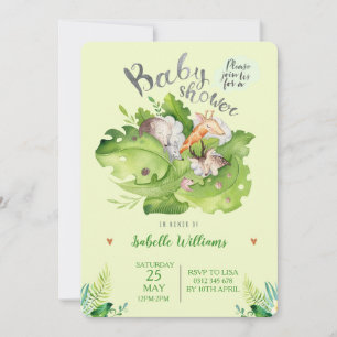 Sleeping Forest Animal Baby Shower Invitation