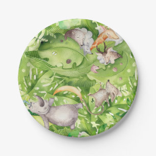 Sleeping Forest Animals in Jungle Paper Plate