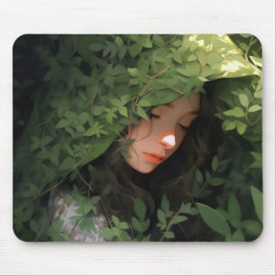 Sleeping Forest Girl Anime Mouse Pad