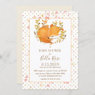 Sleeping Fox Cub Baby Shower Invitations