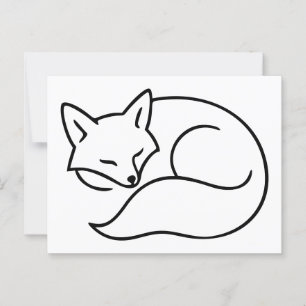 Sleeping Fox Illustration – Minimalist Line Art Postcard