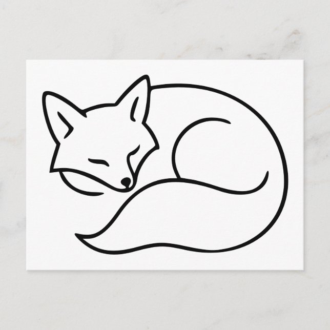 Sleeping Fox Illustration – Minimalist Line Art Postcard (Front)