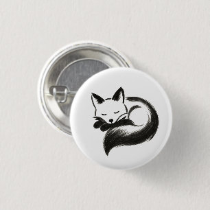 Sleeping Fox – Minimalist Chalk Animal Design on  1 Inch Round Button