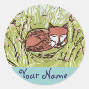 Sleeping Fox Personalized Stickers