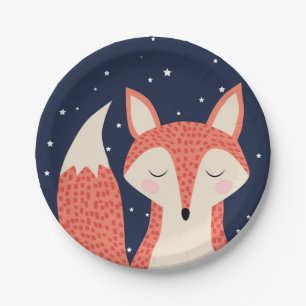 Sleeping fox woodland birthday theme children gift paper plate