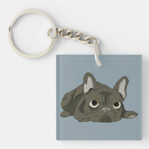 Sleeping French Bulldog Keychain