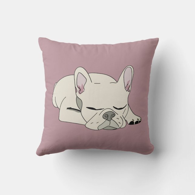 Sleeping French Bulldog Throw Pillow (Back)