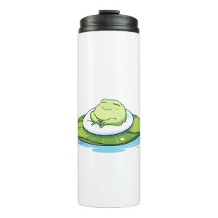 Sleeping Frog on Lily Pad Kawaii Design Thermal Tumbler