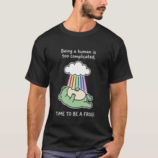 Sleeping Frog Rainbow Being Human is Complicated C T-Shirt (Front)