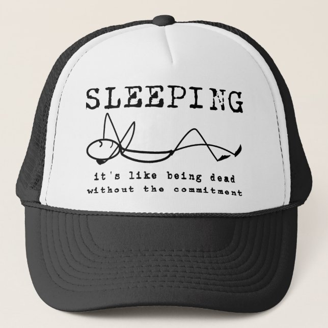 Sleeping Funny Ball Cap Hat (Front)
