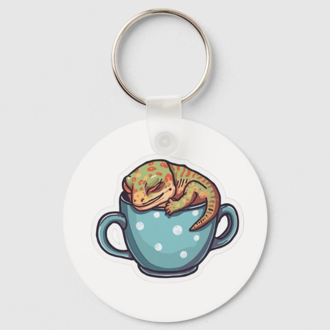 Sleeping gecko keychain (Front)