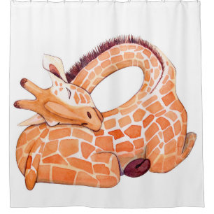 Sleeping Giraffe: Gentle Watercolor