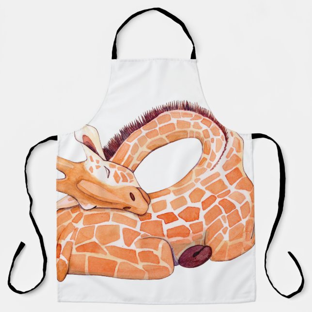 Sleeping Giraffe: Gentle Watercolor Apron (Front)