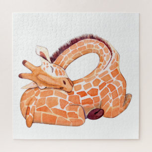 Sleeping Giraffe: Gentle Watercolor Jigsaw Puzzle
