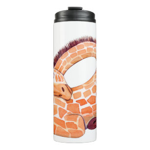 Sleeping Giraffe: Gentle Watercolor Thermal Tumbler