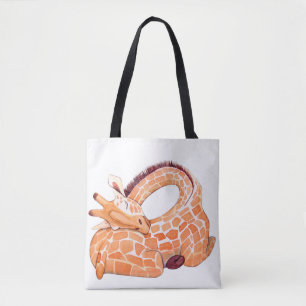 Sleeping Giraffe: Gentle Watercolor Tote Bag
