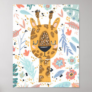 Sleeping Giraffe Nursery Art Poster