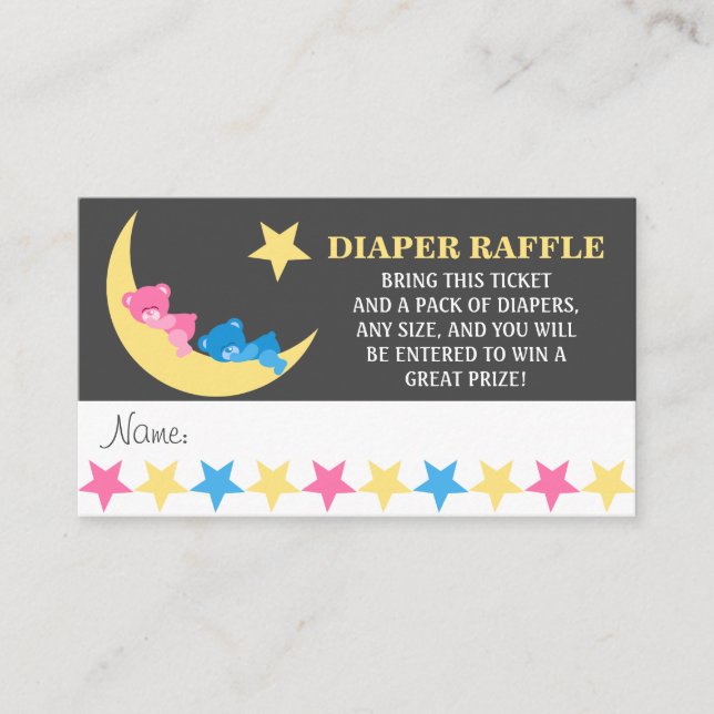 Sleeping Girl and Boy Bears Diaper Raffle Tickets Enclosure Card (Front)