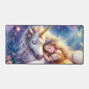 Sleeping Girl Unicorn Dreamscape Desk Mat