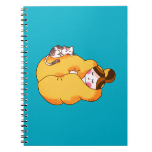 Sleeping Girl with Cozy Cat Notebook