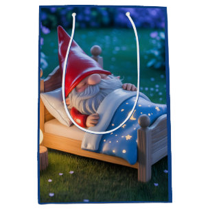 Sleeping Gnome in Nighttime Garden Medium Gift Bag