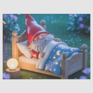 Sleeping Gnome in Nighttime Garden Tissue Paper