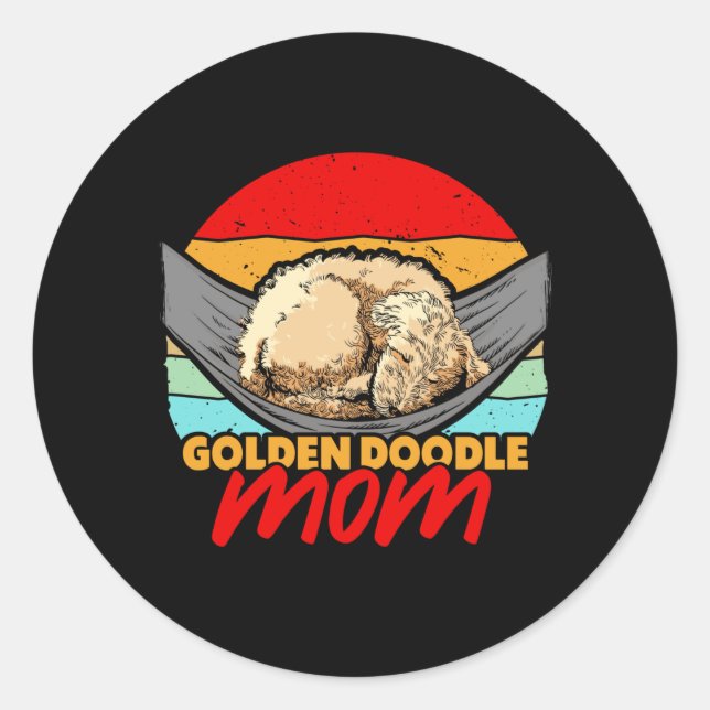 Sleeping Golden Doodle Mom Dog Lover Classic Round Sticker (Front)