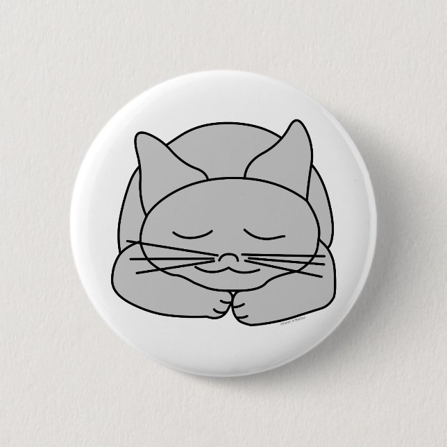 Sleeping Grey Cat 2 Inch Round Button (Front)