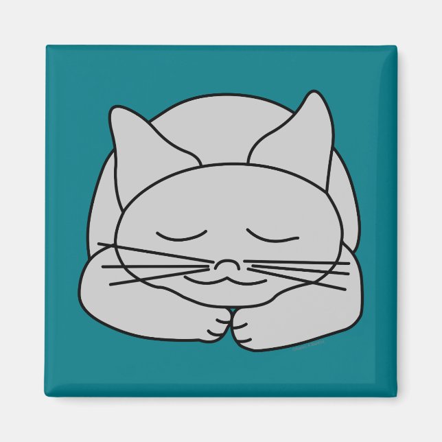 Sleeping Grey Cat Magnet (Front)
