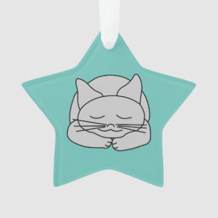 Sleeping Grey Cat Ornament