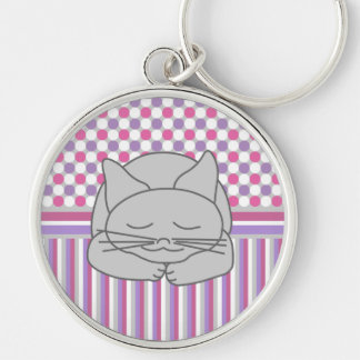 Sleeping Grey Cat Pattern Keychain