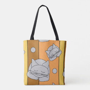 Sleeping Grey Cat Tote Bag