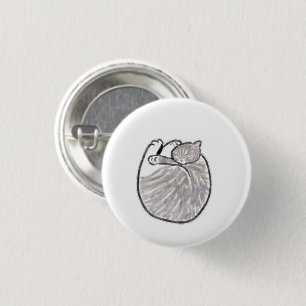 Sleeping Grey Tabby Kitten Birthday Gift 1 Inch Round Button