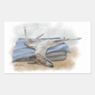 Sleeping Greyhound Cartoon Sticker