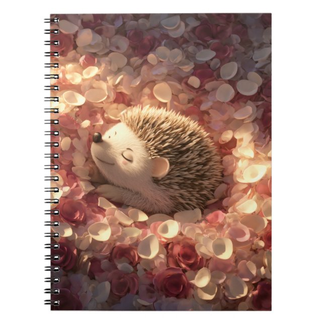 Sleeping Hedgehog Rose Petal Notebook (Front)