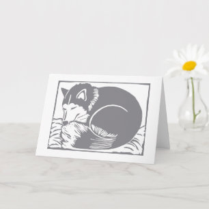 Sleeping Husky Grey and White Greeting Card