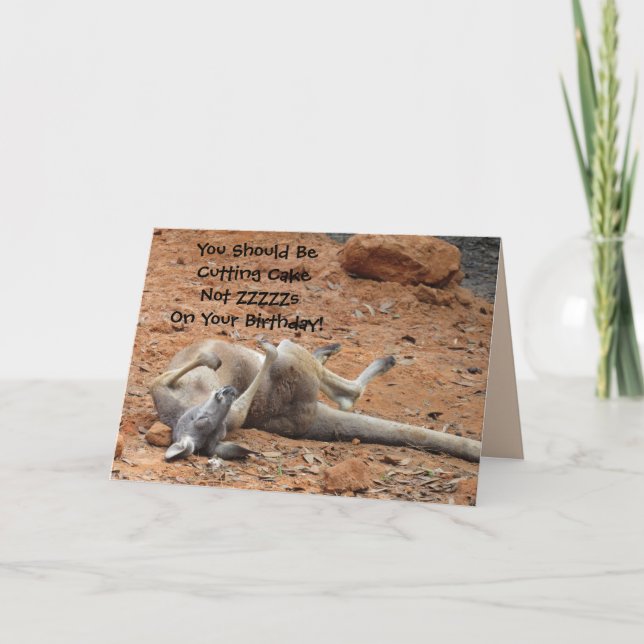 Sleeping Kangaroo Birthday Card (Front)
