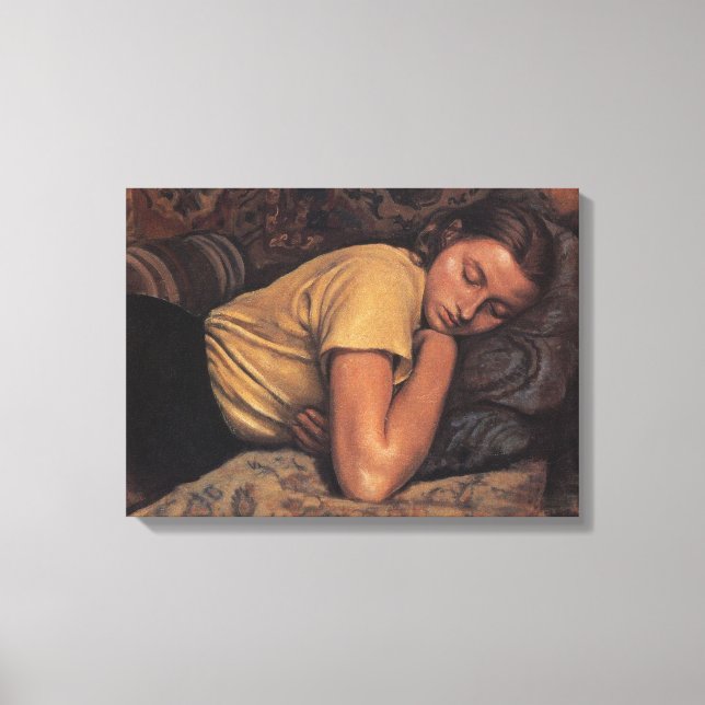Sleeping Katya (by Serebriakova) Canvas Print (Front)