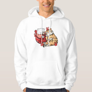 Sleeping Kawaii Tiger and Kasa-obake Spirit Hoodie