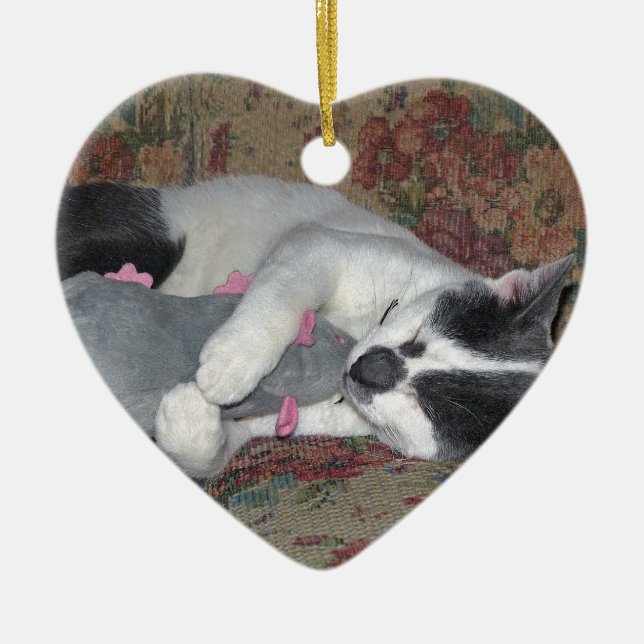 Sleeping Kitten Ceramic Ornament (Front)
