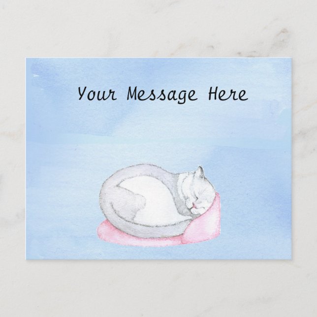 Sleeping Kitten Illustration Postcard (Front)