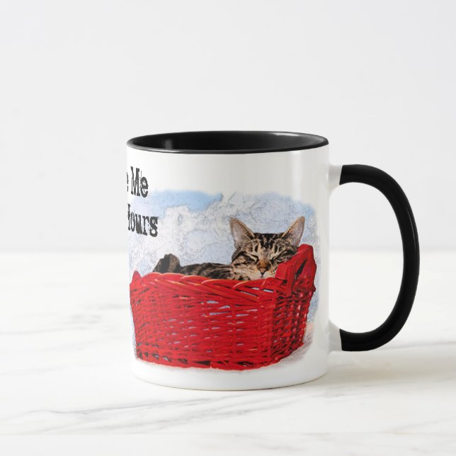 Sleeping Kitten In Bright Red Basket Mug (Right)